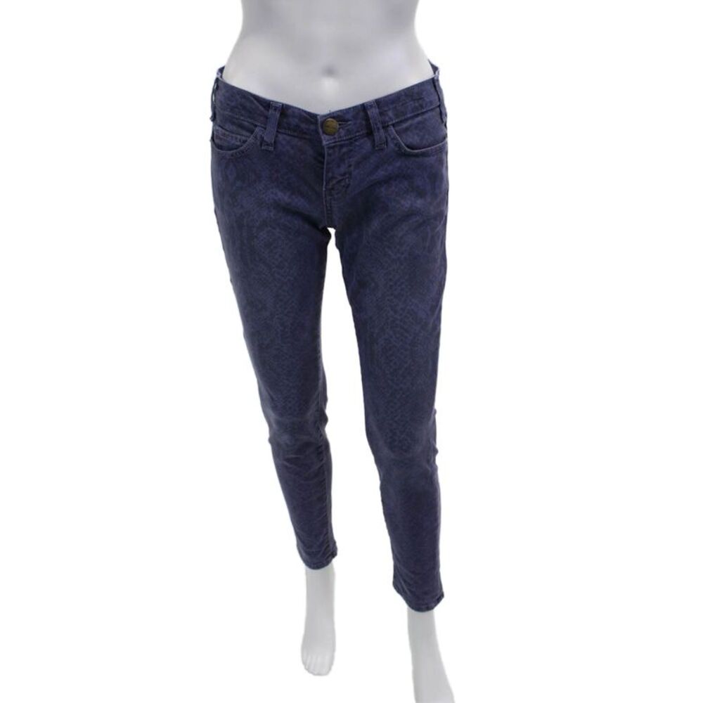 Current/Elliott Womens Ankle Skinny Jeans Dark Blue Snake Button Fly Size 26